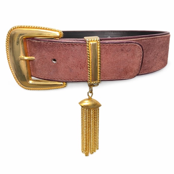 VINTAGE ESCADA Accessories - Escada Vintage Suede Tassel Belt Made in Western Germany 80’s? EU Size 40
